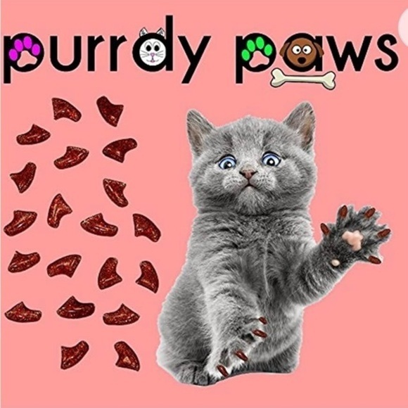 39 glitter green and 40 glitter red Large Purrdy paws nail caps - Picture 6 of 10